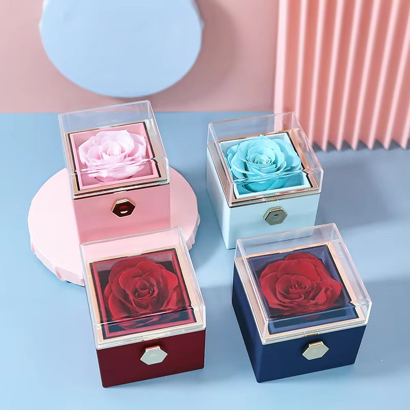Custom Valentine Soap Rose Jewelry Ring Box Wedding Pendant Necklace Storage Case for Women Girlfriend Valentine'S Day Gifts