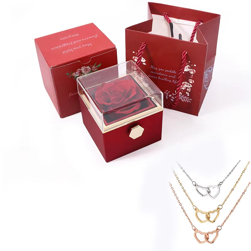 Custom Valentine Soap Rose Jewelry Ring Box Wedding Pendant Necklace Storage Case for Women Girlfriend Valentine'S Day Gifts